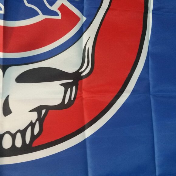 ZJD Grateful Dead Cubs inspired Chicago Flag Tailgate Banner 3x5' Tapestry Wall - Picture 2 of 6